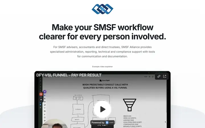 Landing page preview for SMSF Alliance